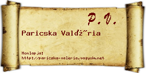 Paricska Valéria névjegykártya